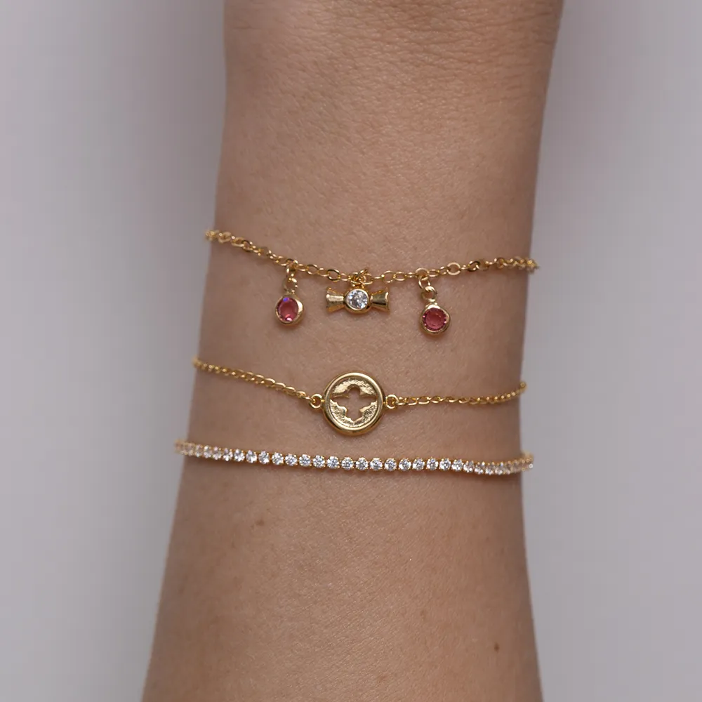 PULSEIRA INFANTIL RIVIERA PP BANHO OURO 18K