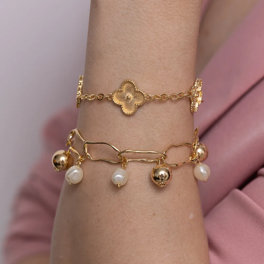 PULSEIRA VIRGINIA FACE DUPLA LISA E RISCADA BANHO  OURO 18K