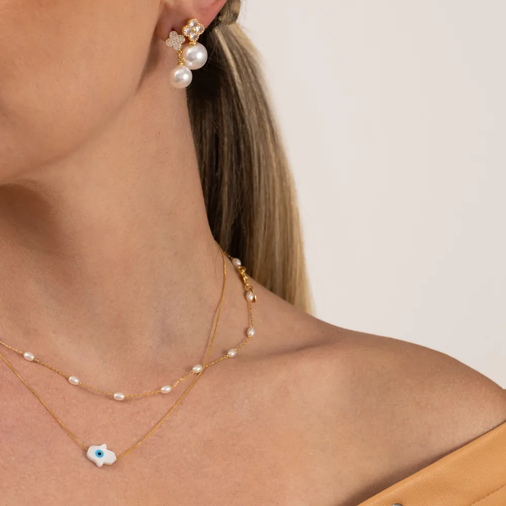 CHOKER PÉROLAS DELICADAS BANHO OURO 18K