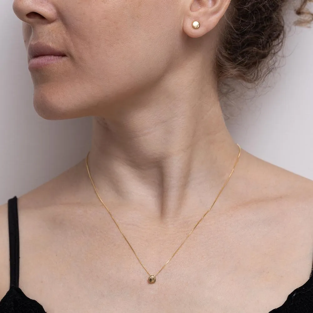CONJUNTO BOLINHA ACHATADA LISA BANHO OURO 18K