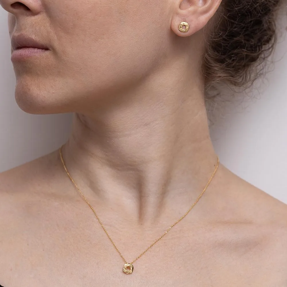 CONJUNTO CÍRCULO TORCIDO BANHO OURO 18K