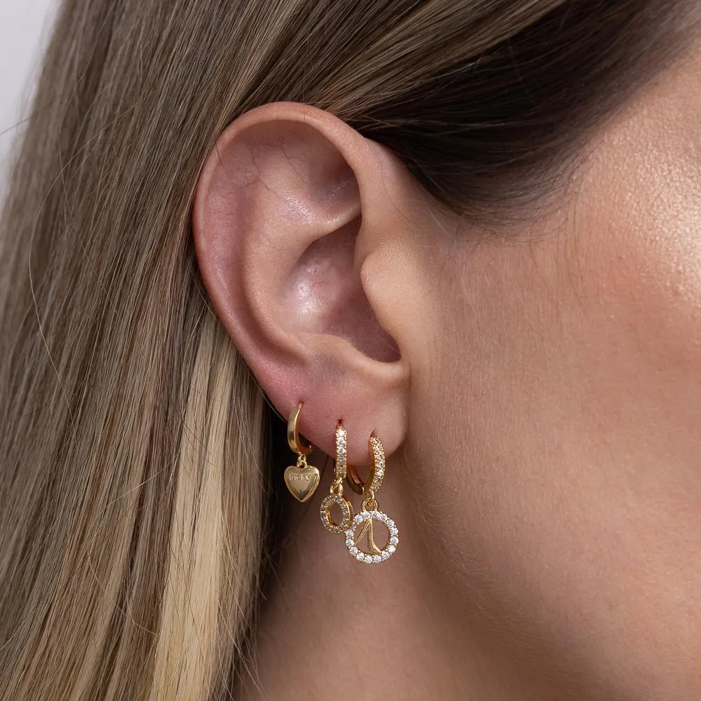 BRINCO ARGOLINHA PINGENTE REDONDO COM ZIRCÔNIA BANHO OURO 18K