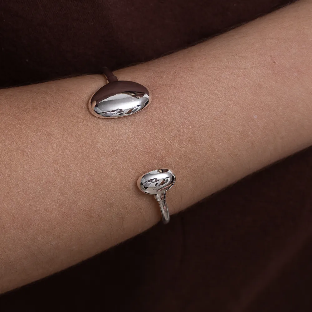 BRACELETE ORGÂNICO OVAL DUPLO BANHO PRATA