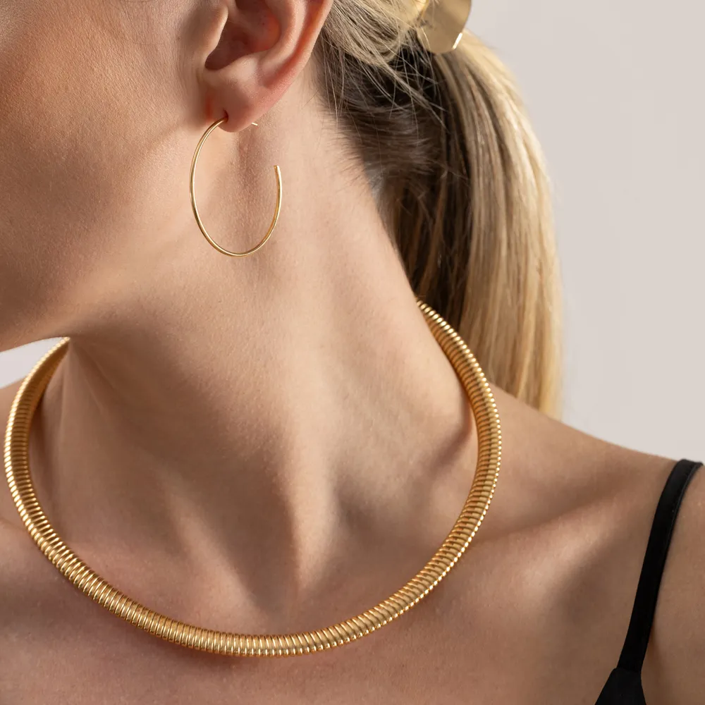 COLAR ARO DE MALHA LISO BANHO OURO 18K