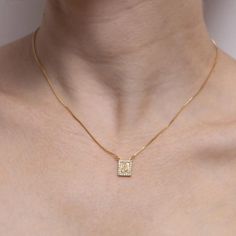 COLAR NOSSA SENHORA BANHO OURO 18K