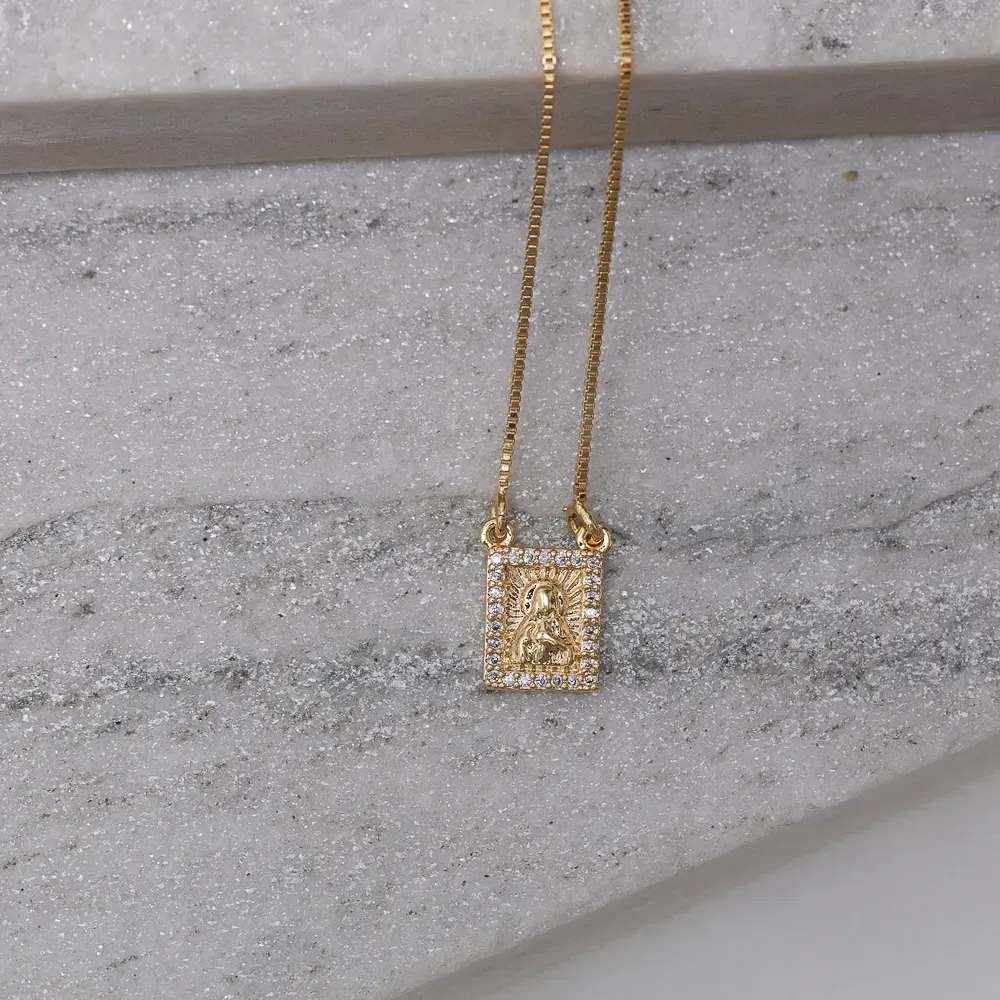 COLAR NOSSA SENHORA BANHO OURO 18K