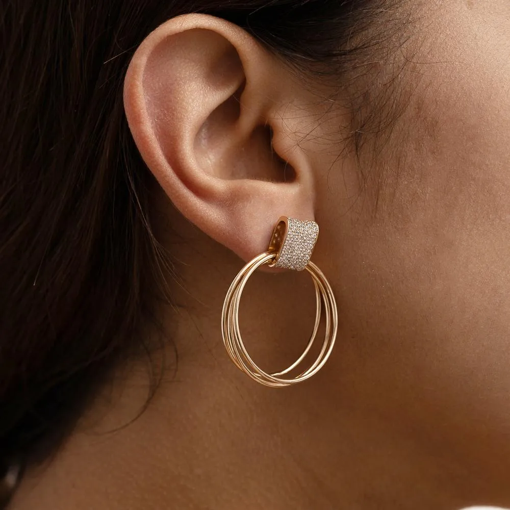 CONJUNTO CÍRCULO LISO E QUADRADO CRAVEJADO BANHO ROSÉ