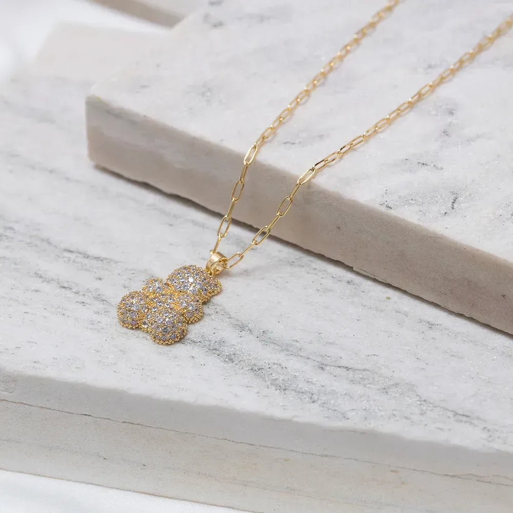 COLAR ELOS CARTIER URSO CRAVEJADO COM ZIRCÔNIAS BANHO OURO 18K