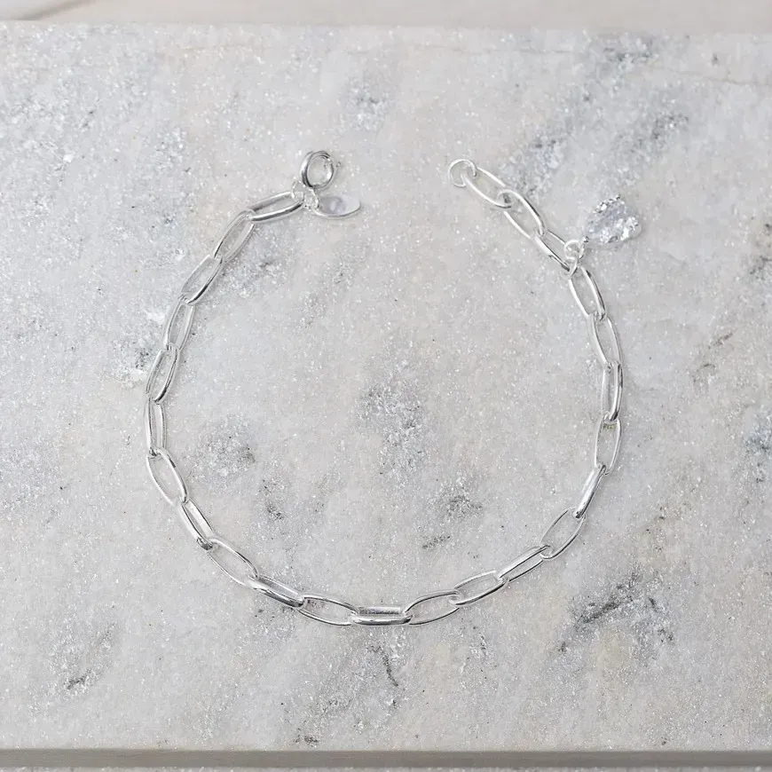 PULSEIRA ELOS CARTIER COM GOTA CRISTAL BANHO PRATA