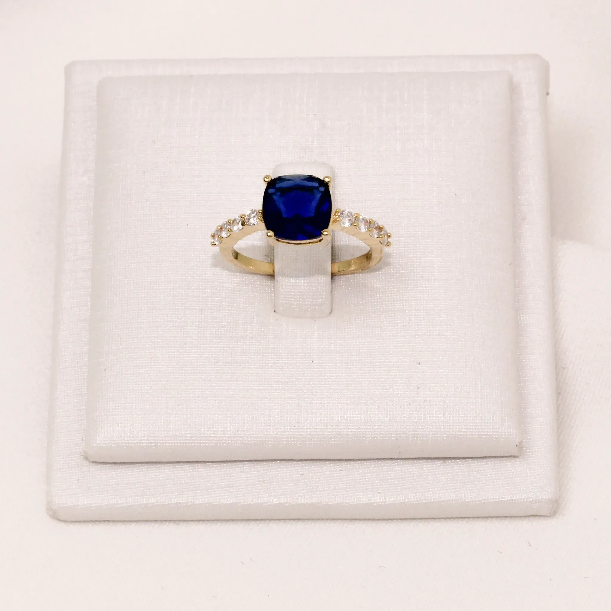 ANEL FORMATURA COM PEDRA AZUL NAVAL BANHO OURO 18K