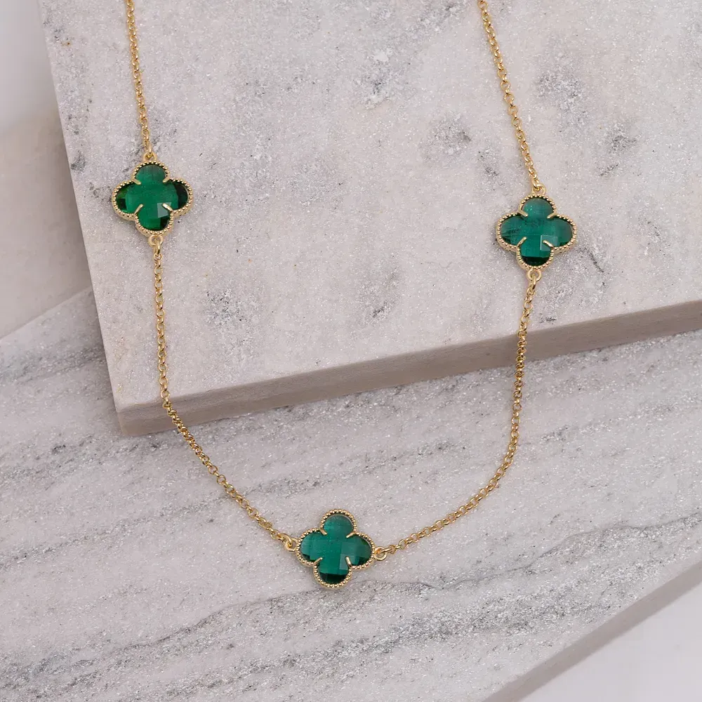 CHOKER VIRGINIA PEDRA VERDE ESMERALDA BANHO OURO 18K