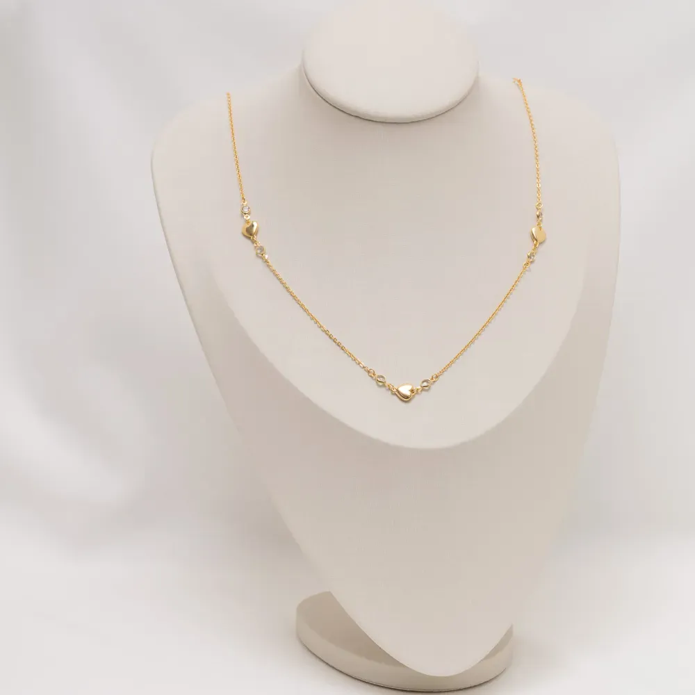 COLAR LONGO CORAÇÃO BANHO OURO 18K