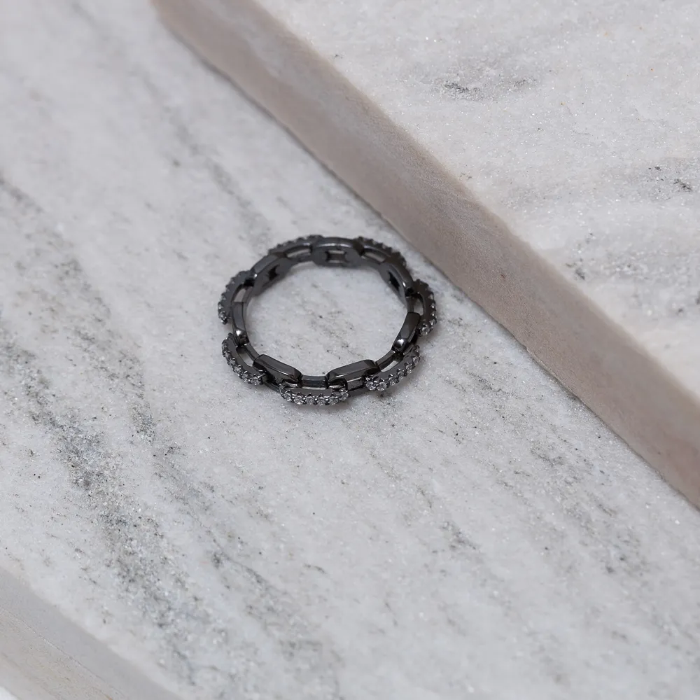 ANEL CARTIER COM ZIRCÔNIAS BANHO RÓDIO NEGRO