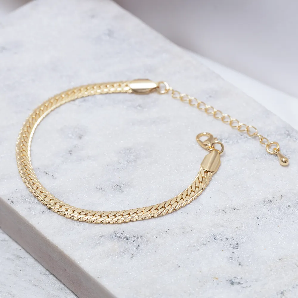 PULSEIRA MALHA TRANÇADA BANHO OURO 18K