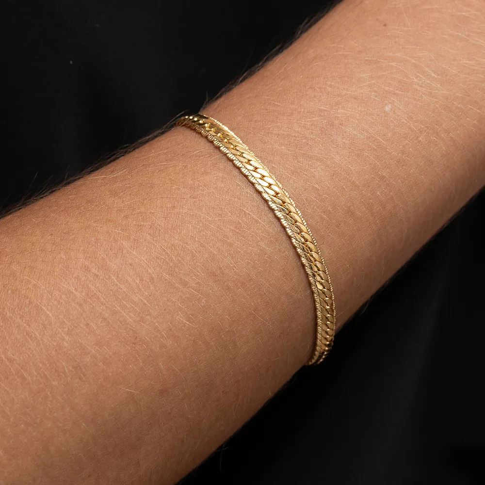 PULSEIRA MALHA TRANÇADA BANHO OURO 18K