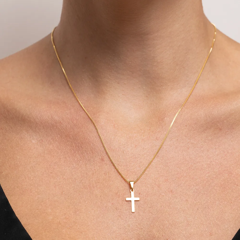 COLAR CRUZ M LISA BANHO OURO 18K