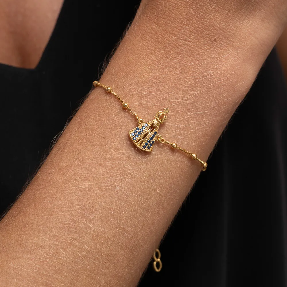 PULSEIRA NOSSA SENHORA BANHO OURO 18K