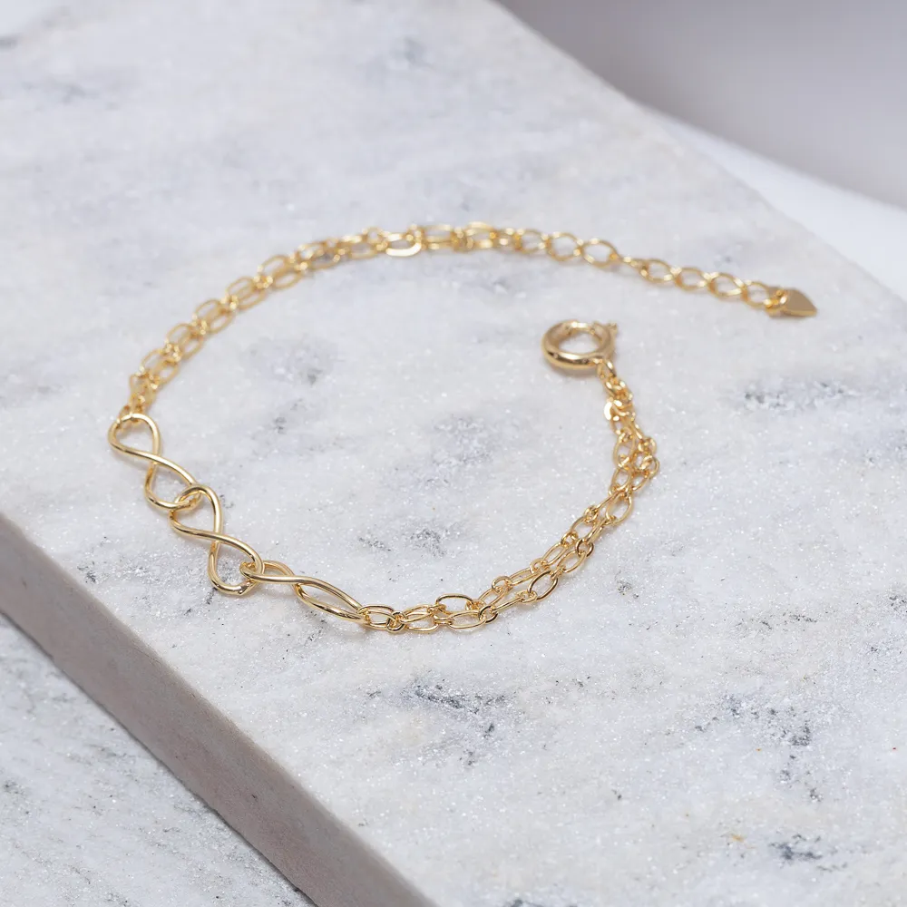 PULSEIRA TRÊS INFINITOS BANHO OURO 18K