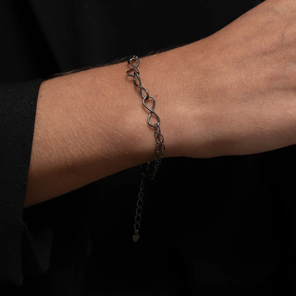 PULSEIRA TRÊS INFINITOS BANHO RÓDIO NEGRO