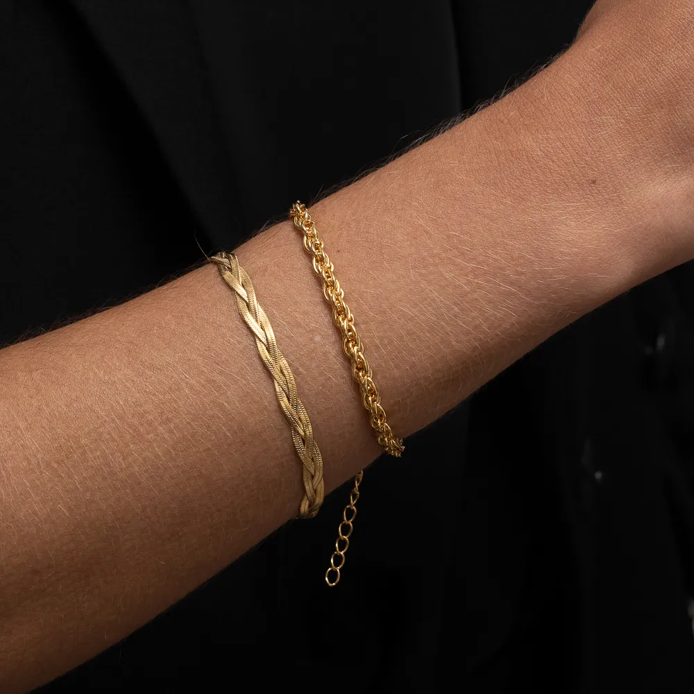 PULSEIRA MALHA TRANÇADA P BANHO OURO 18K