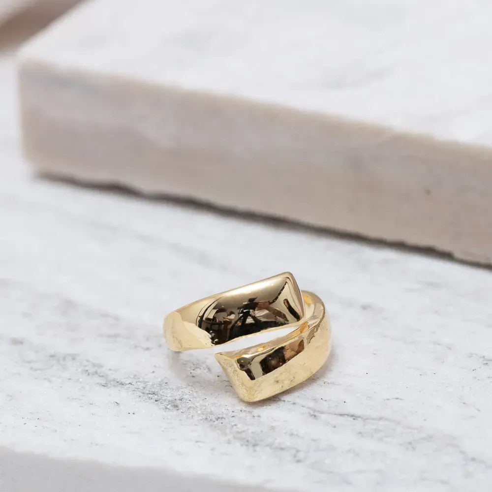 ANEL LISO DUPLO REGULAGEM M BANHO OURO 18K