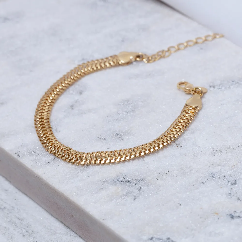 PULSEIRA TRATORADA M BANHO OURO 18K