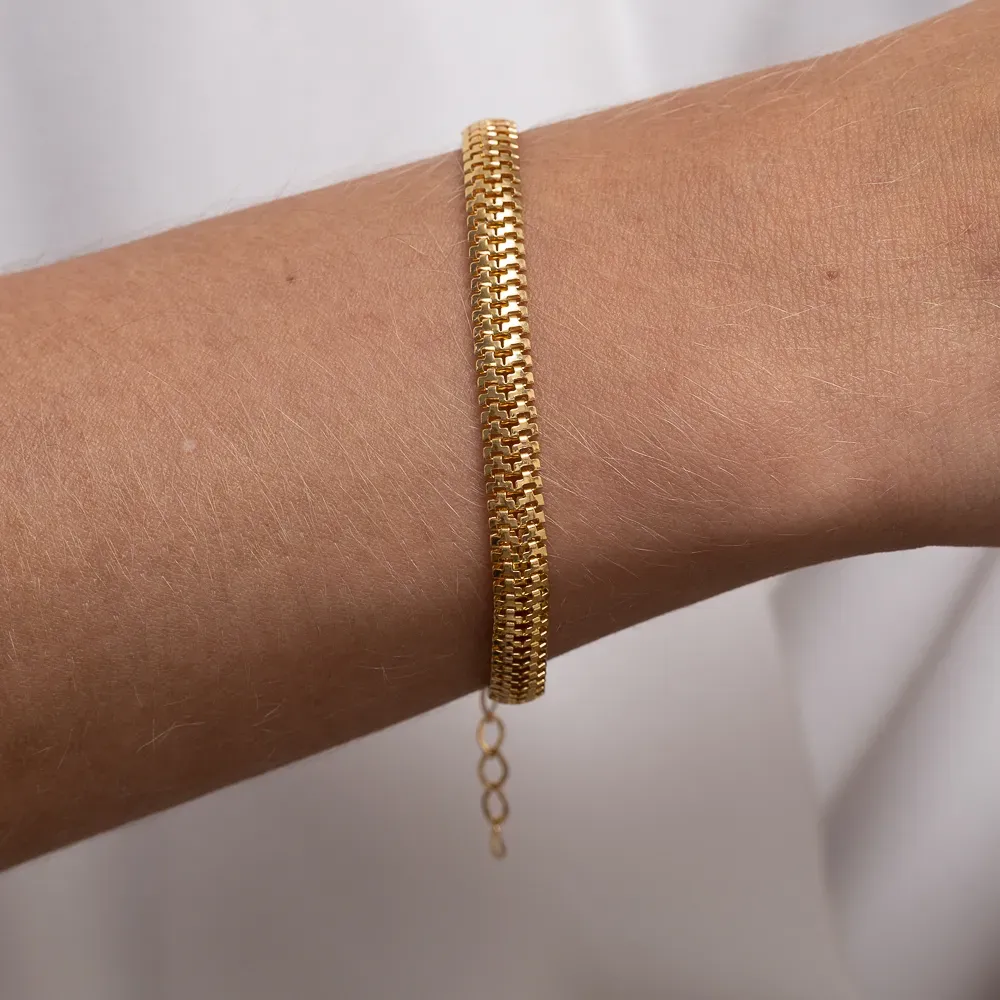 PULSEIRA TRATORADA M BANHO OURO 18K