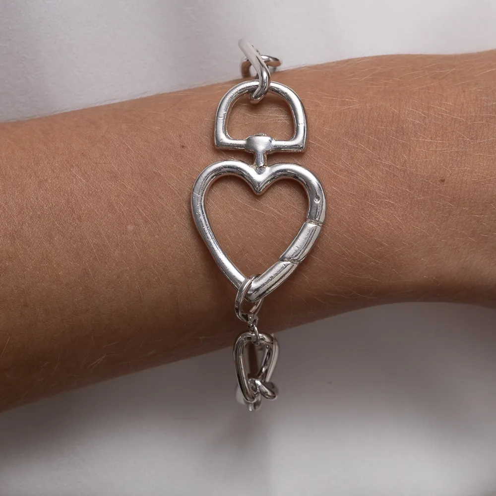 PULSEIRA CORRENTE COM FECHO CORAÇÃO BANHO RÓDIO BRANCO
