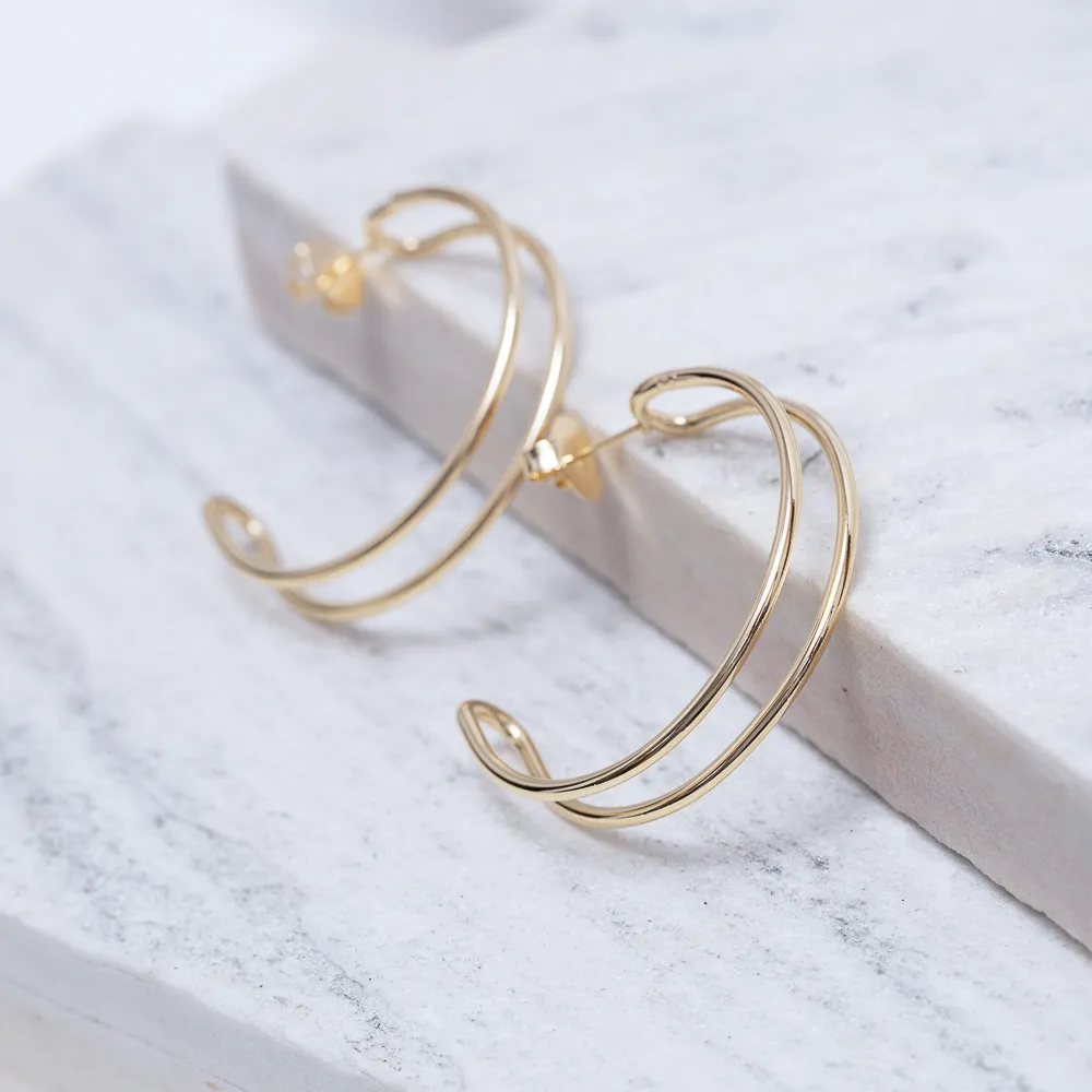 BRINCO ARGOLA DUPLA BANHO OURO 18K
