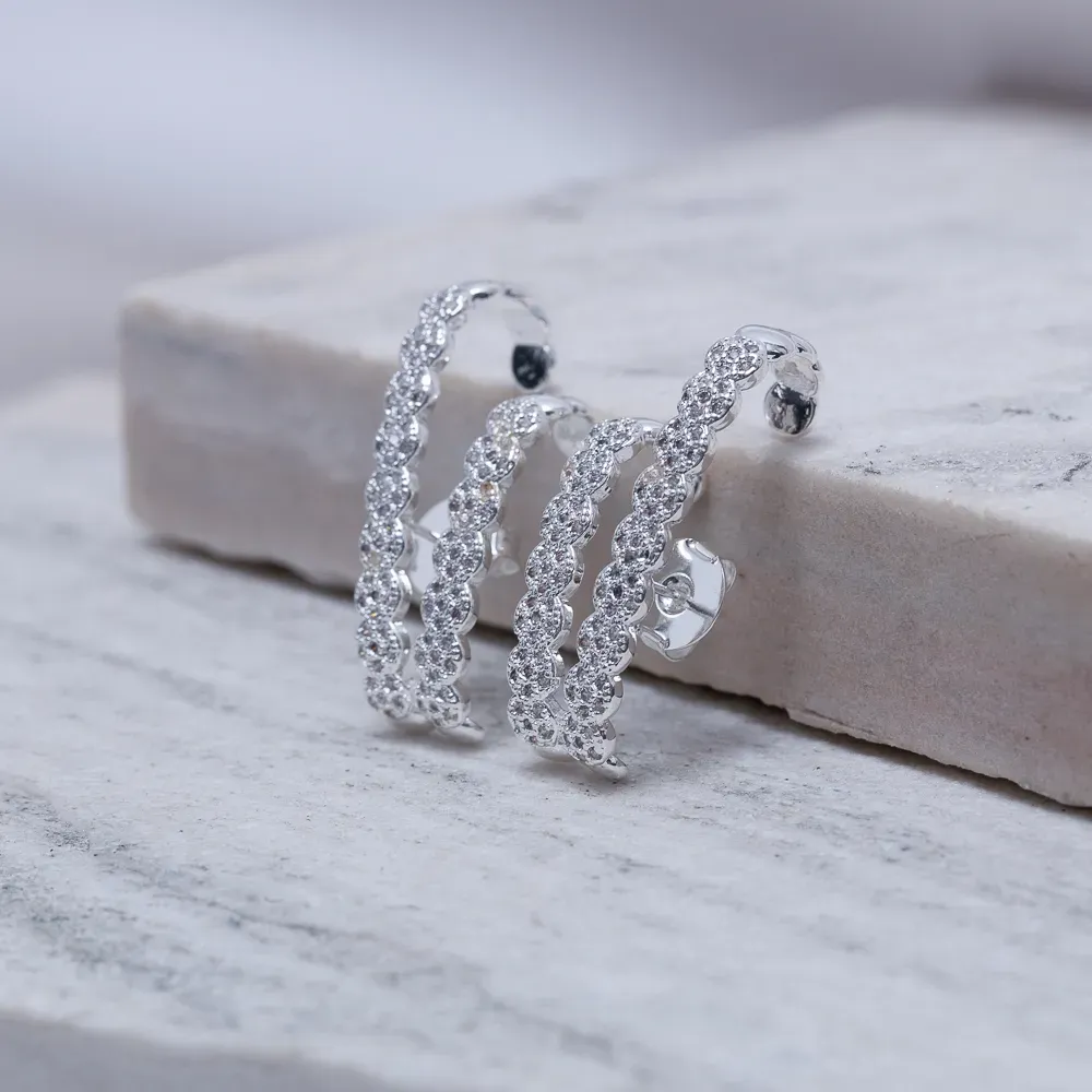 BRINCO EAR CUFF ZIRCÔNIA CRISTAL BANHO PRATA