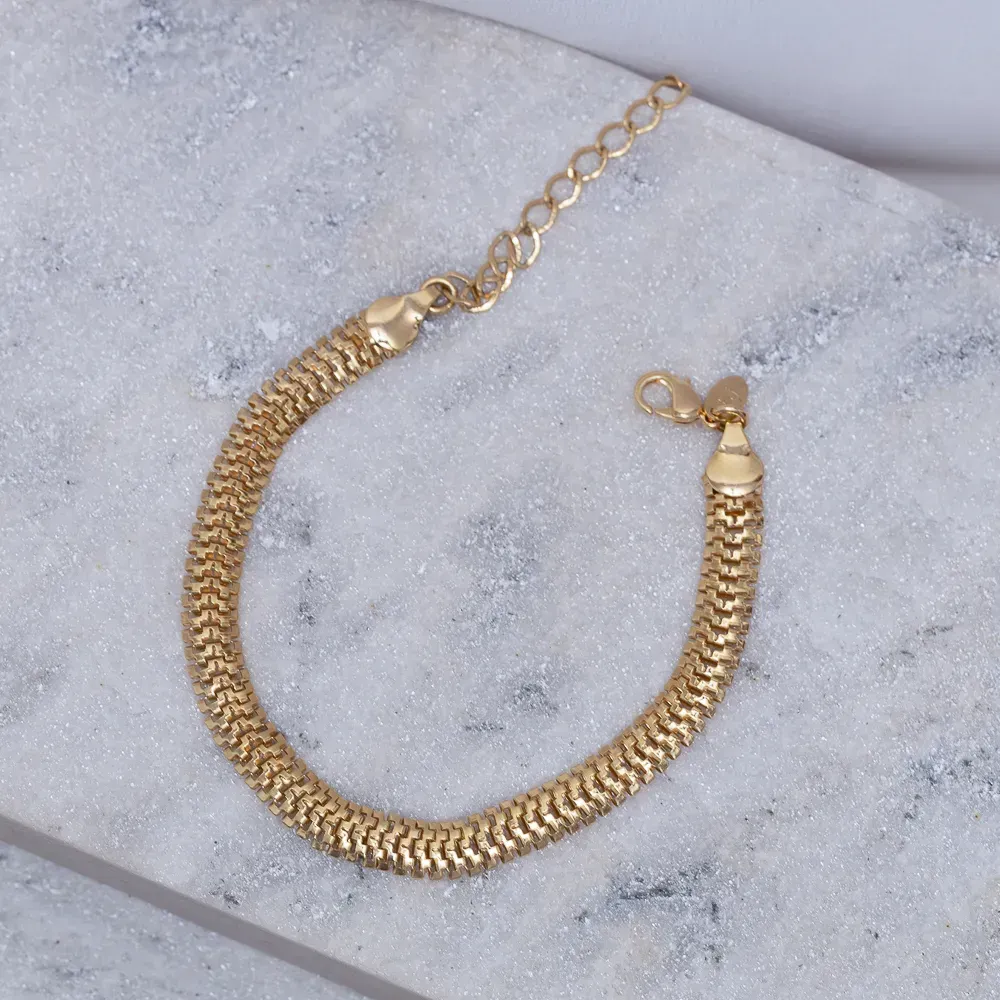PULSEIRA TRATORADA M BANHO OURO 18K