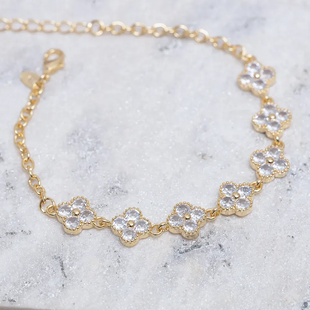 PULSEIRA VIRGINIA CRAVEJADA BANHO OURO 18K