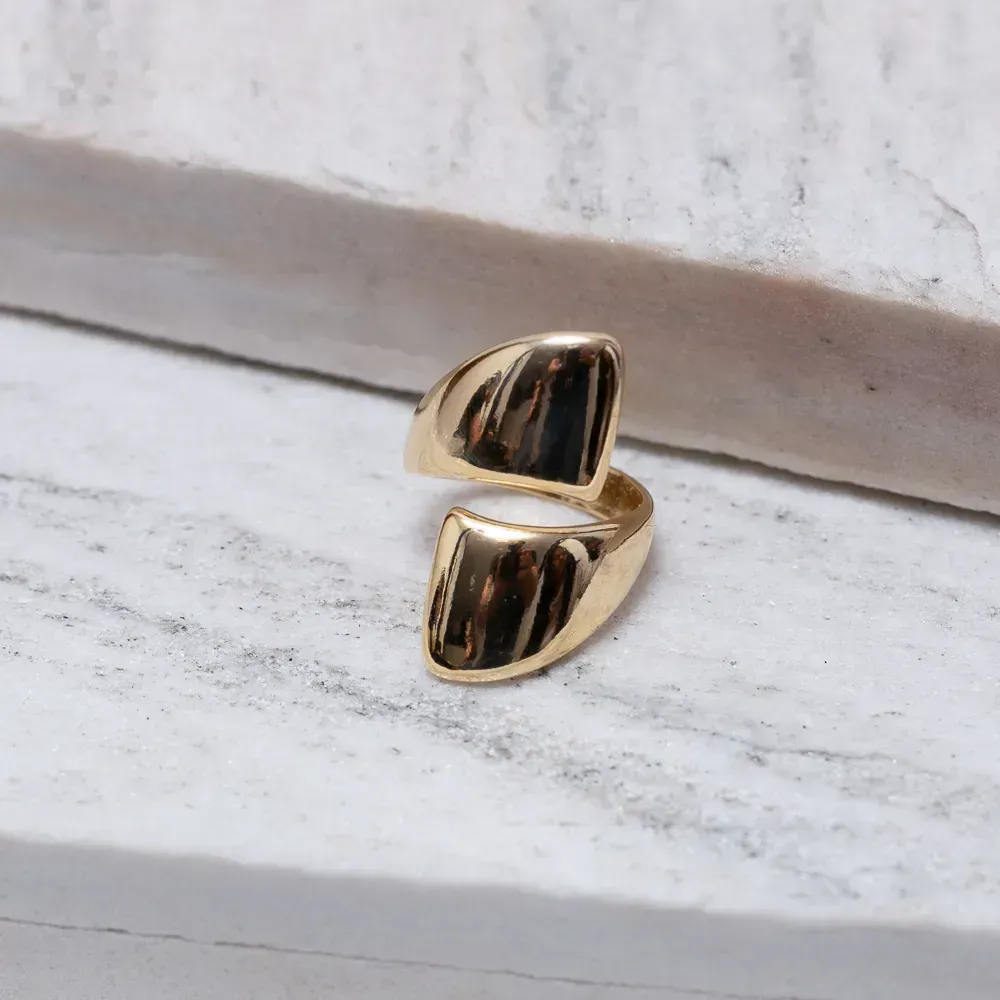 ANEL REGULÁVEL LISO LARGO BANHO OURO 18K