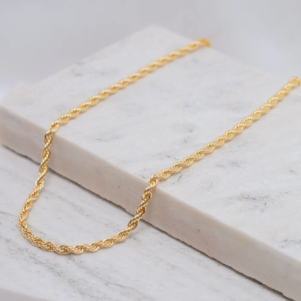CORRENTE CABO DE AÇO M 4MM BANHO OURO 18K