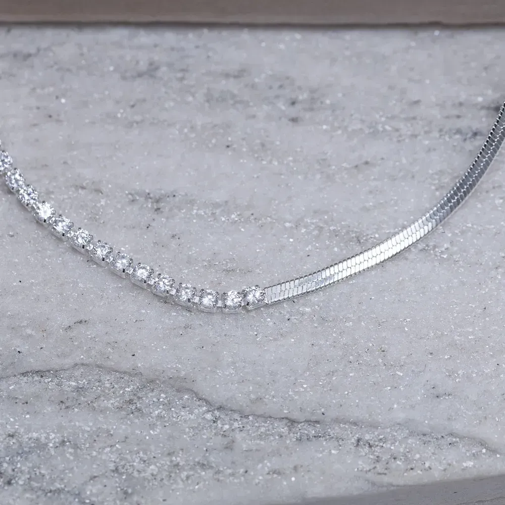 CHOKER FITA COM FIO RIVIERA BANHO PRATA
