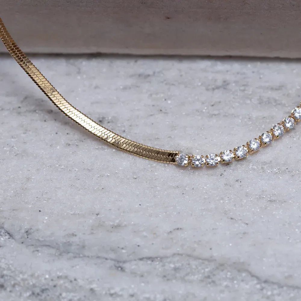 CHOKER FITA COM FIO RIVIERA BANHO OURO 18K