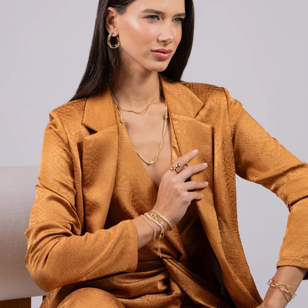 CHOKER FITA COM FIO RIVIERA BANHO OURO 18K