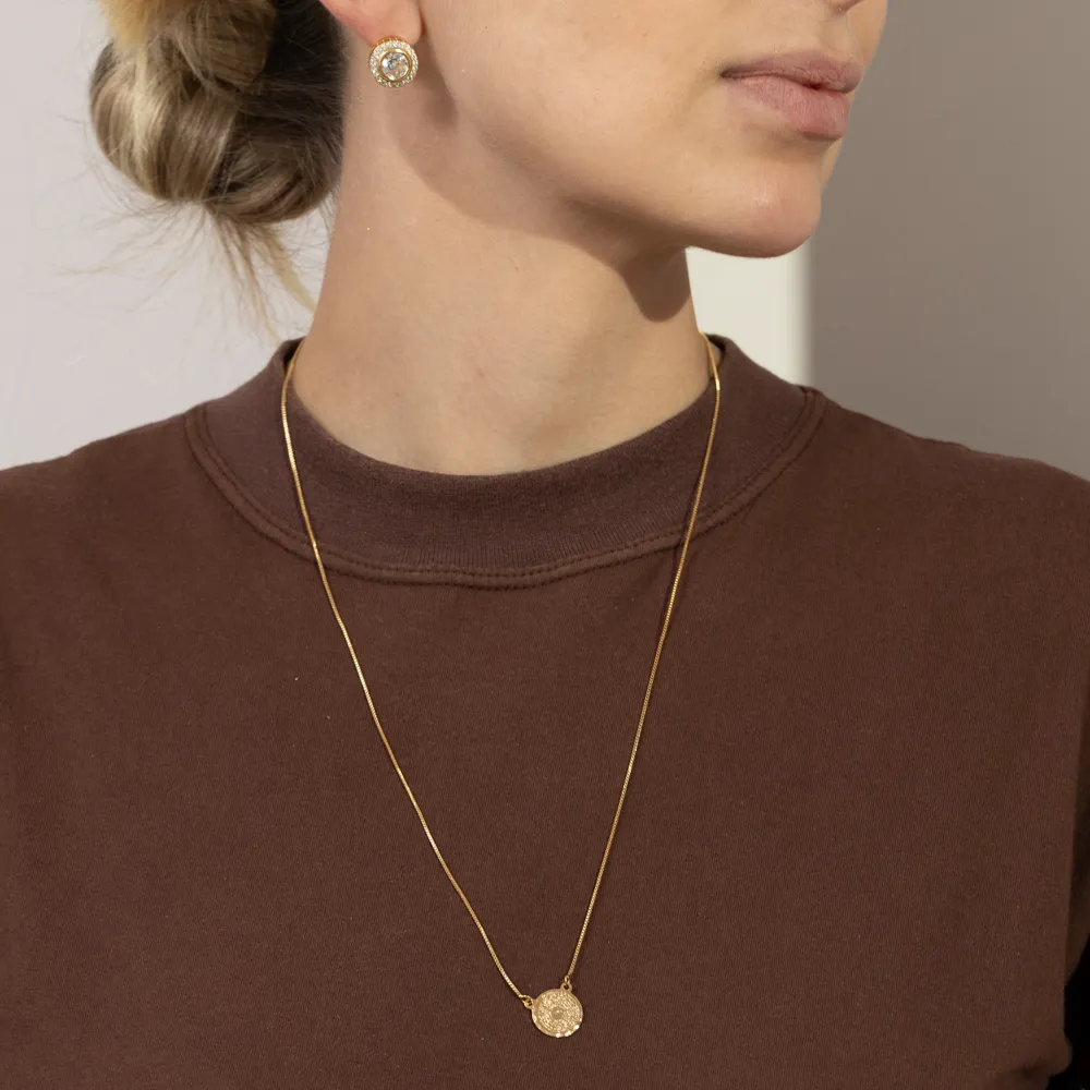 COLAR ESCAPULÁRIO PAI NOSSO REDONDO BANHO OURO 18K