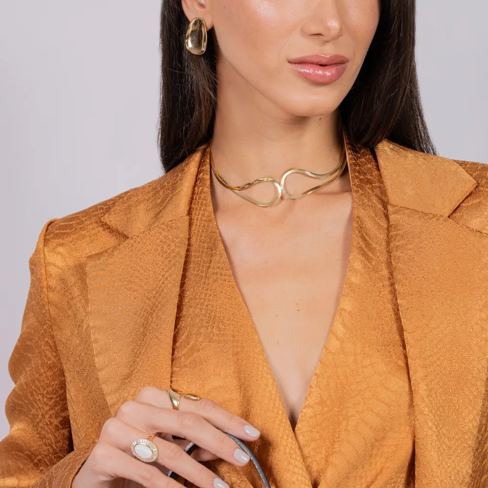 CHOKER FITA ESPELHADA 3MM BANHO OURO 18K
