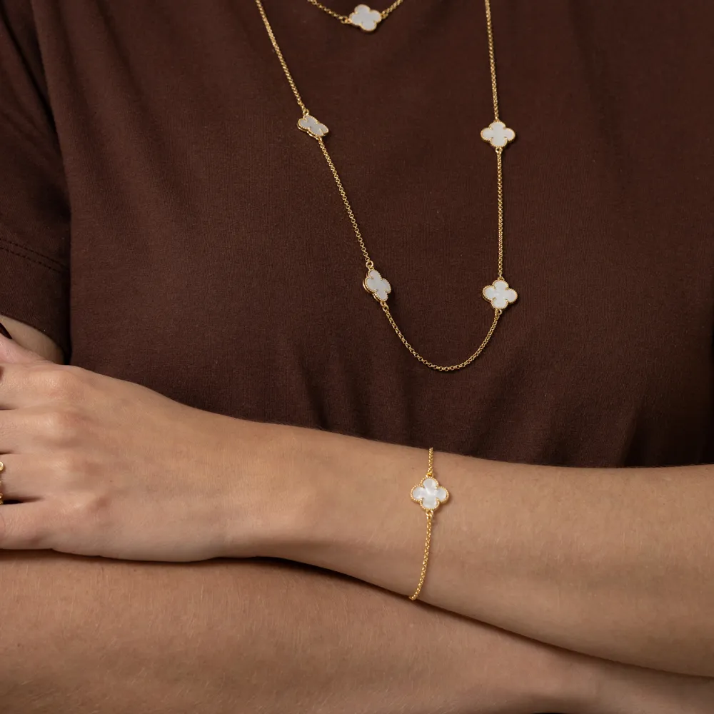 PULSEIRA VIRGINIA BRANCO PEROLIZADO BANHO OURO 18K