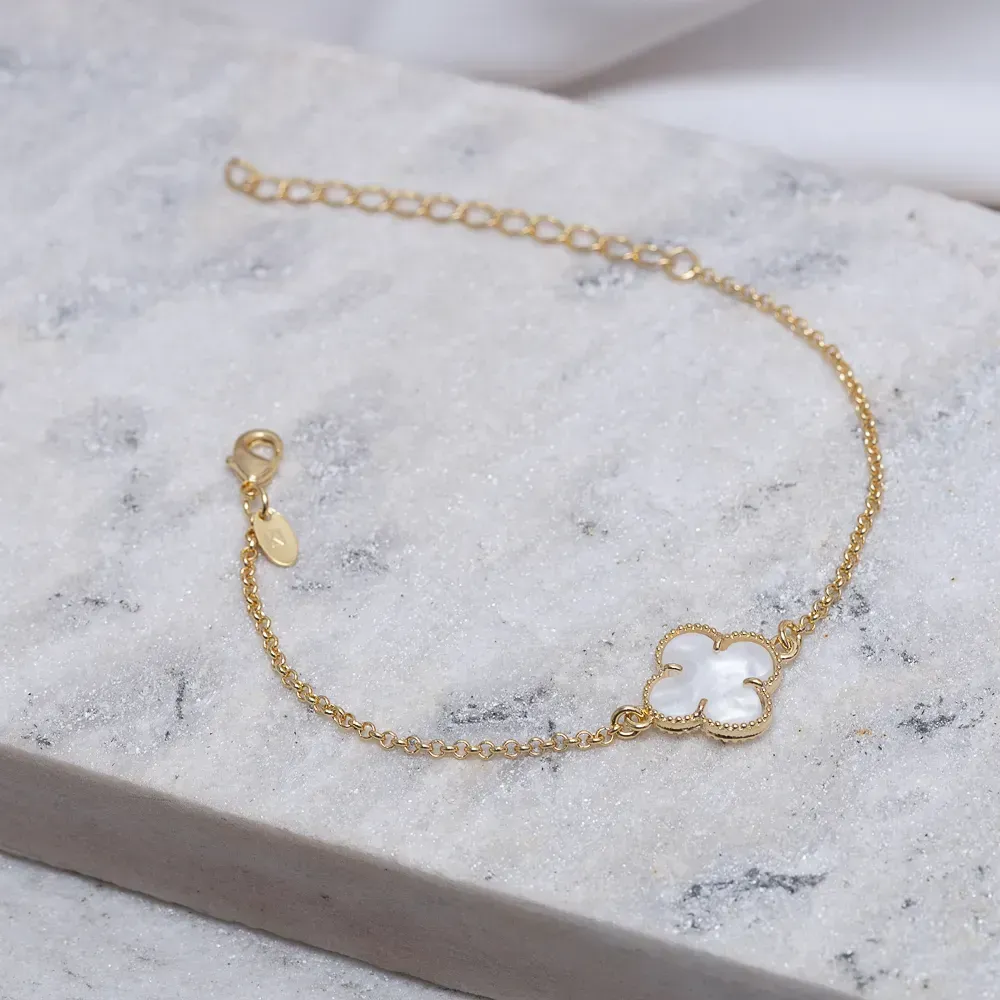 PULSEIRA VIRGINIA BRANCO PEROLIZADO BANHO OURO 18K