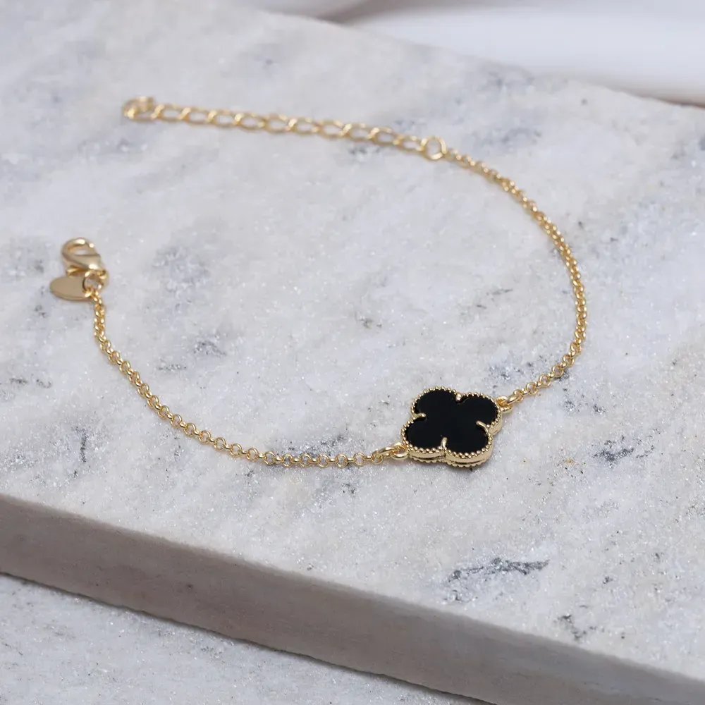 PULSEIRA VIRGINIA PRETO BANHO OURO 18K