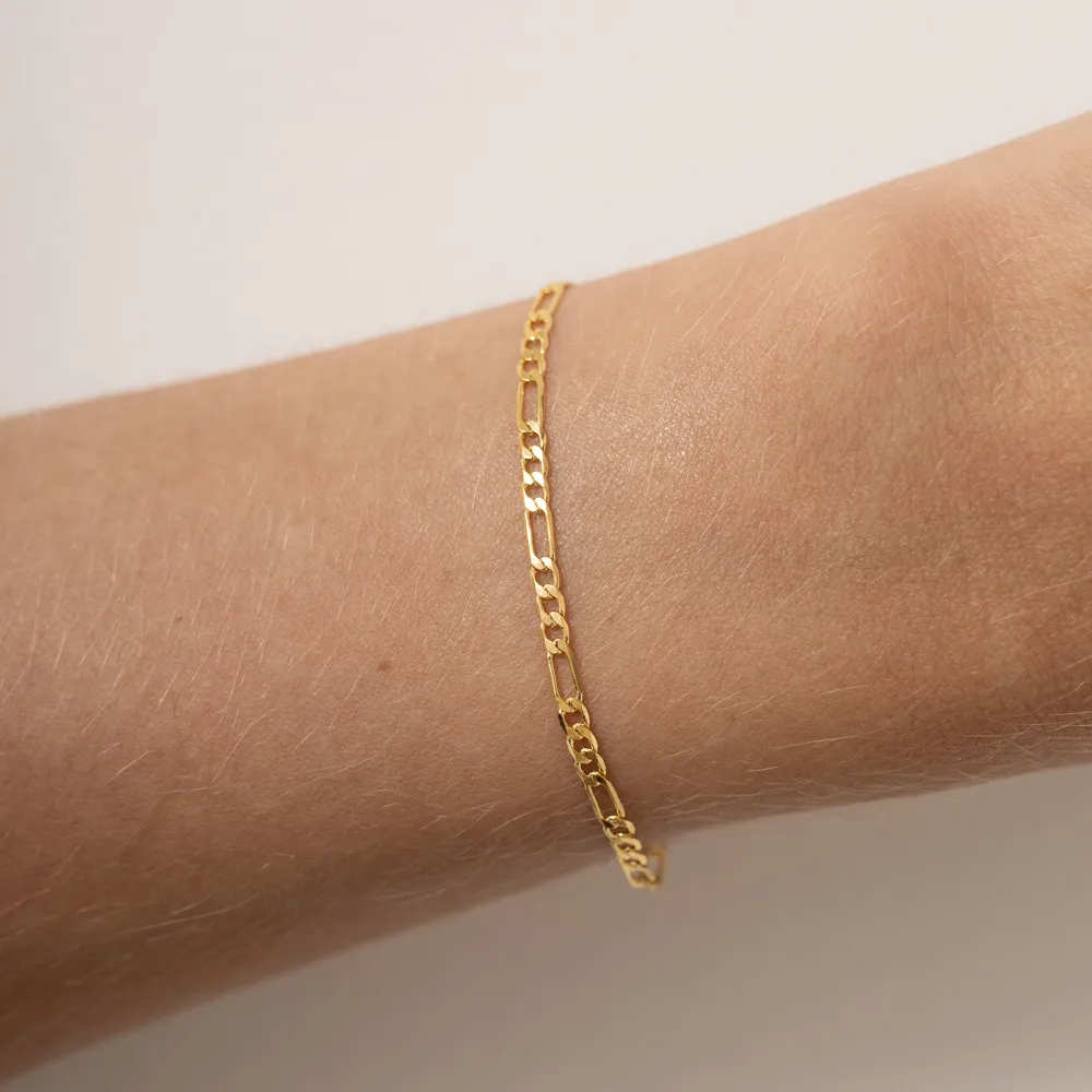 PULSEIRA INFANTIL MASCULINA ELOS DUPLOS BANHO OURO 18K