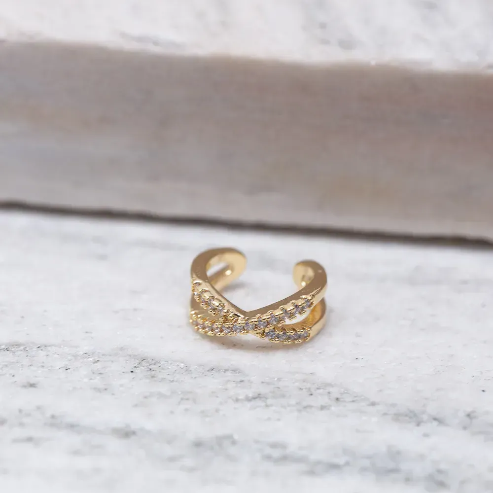 BRINCO FAKE X CRAVEJADO BANHO OURO 18K