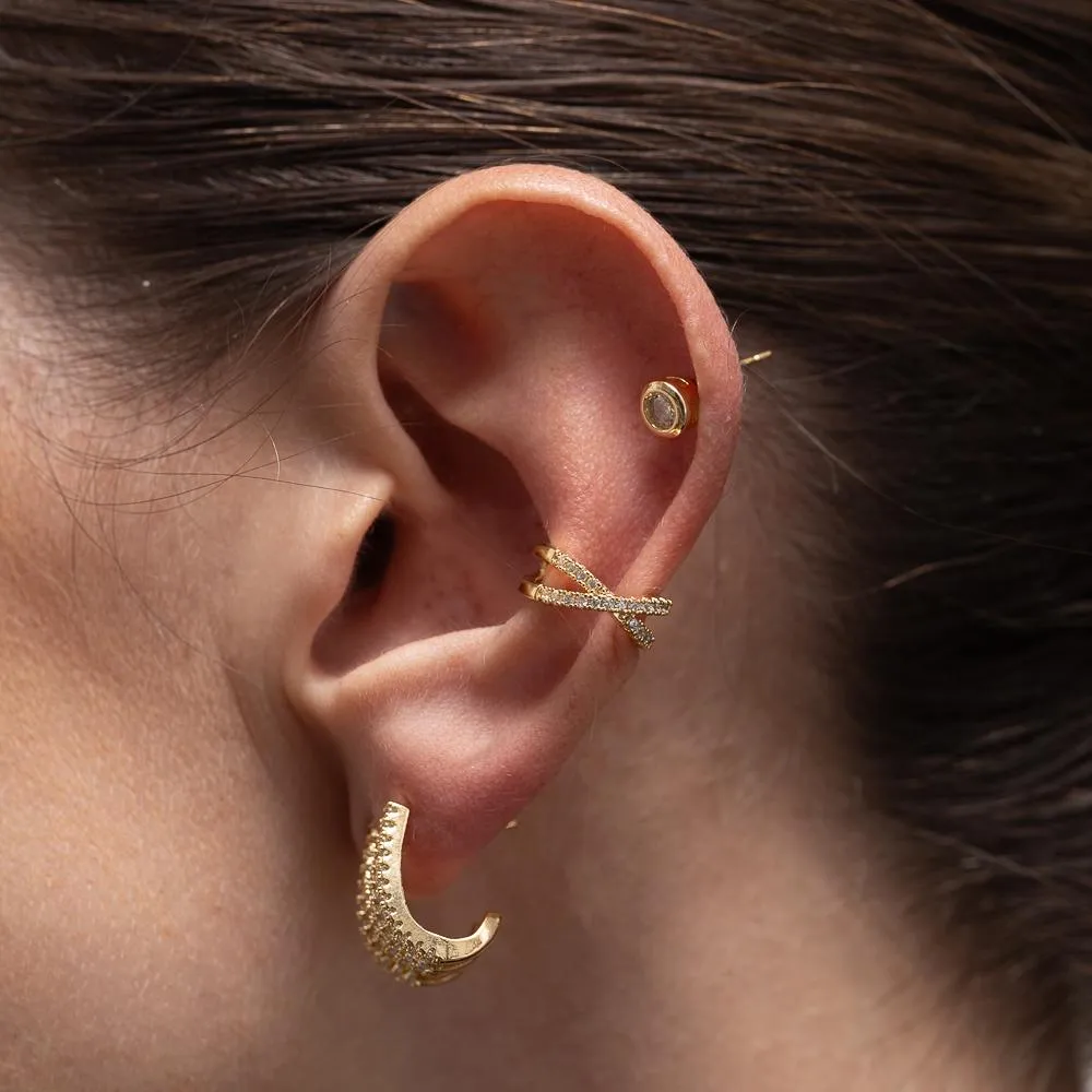 BRINCO FAKE X CRAVEJADO BANHO OURO 18K