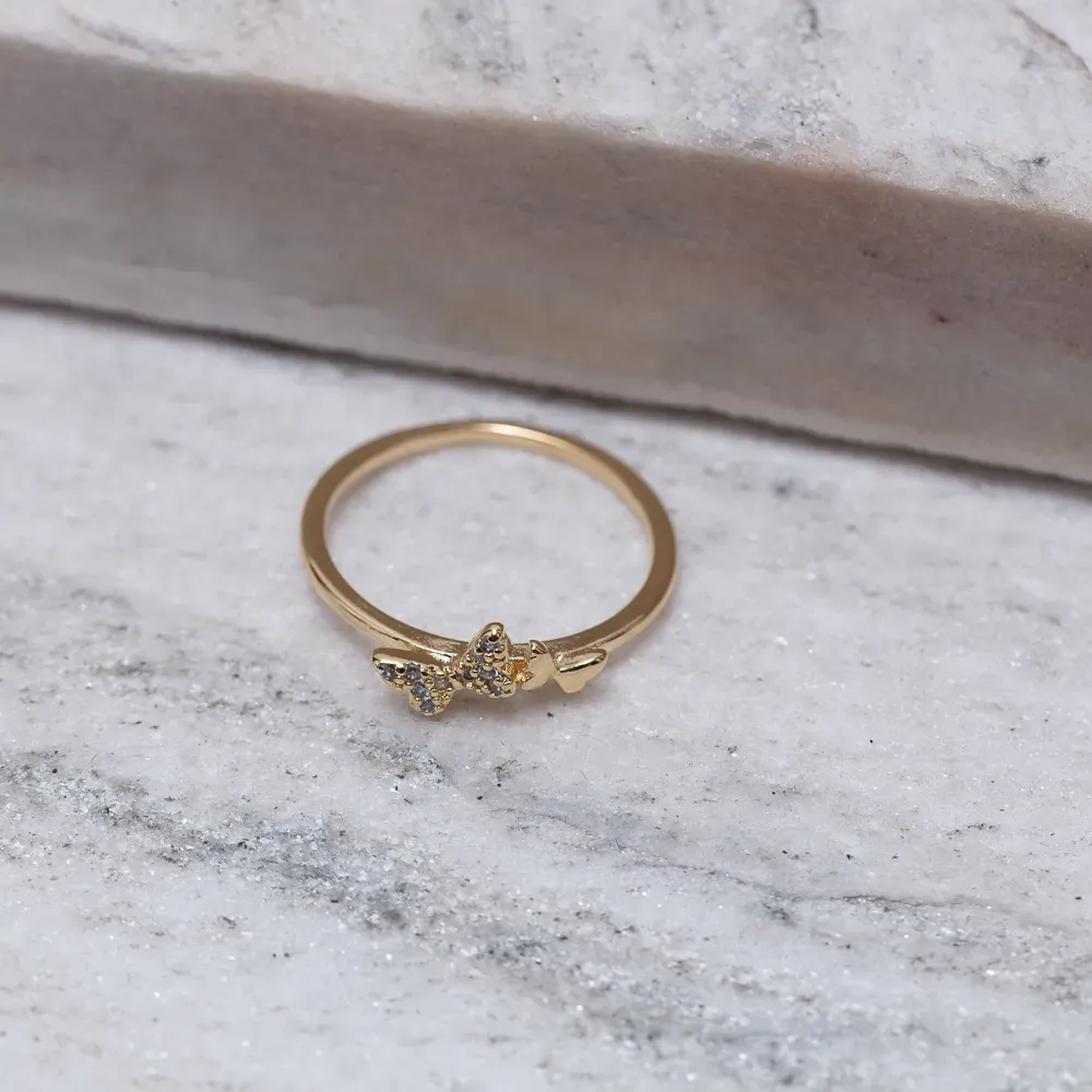 ANEL BORBOLETAS DELICADO BANHO OURO 18K