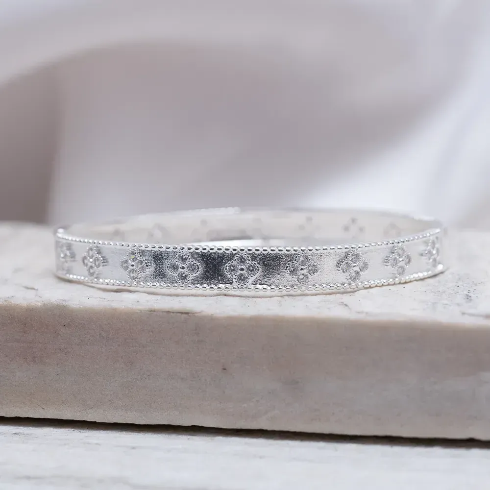 BRACELETE VIRGINIA COM ZIRCÔNIAS CRISTAIS BANHO PRATA