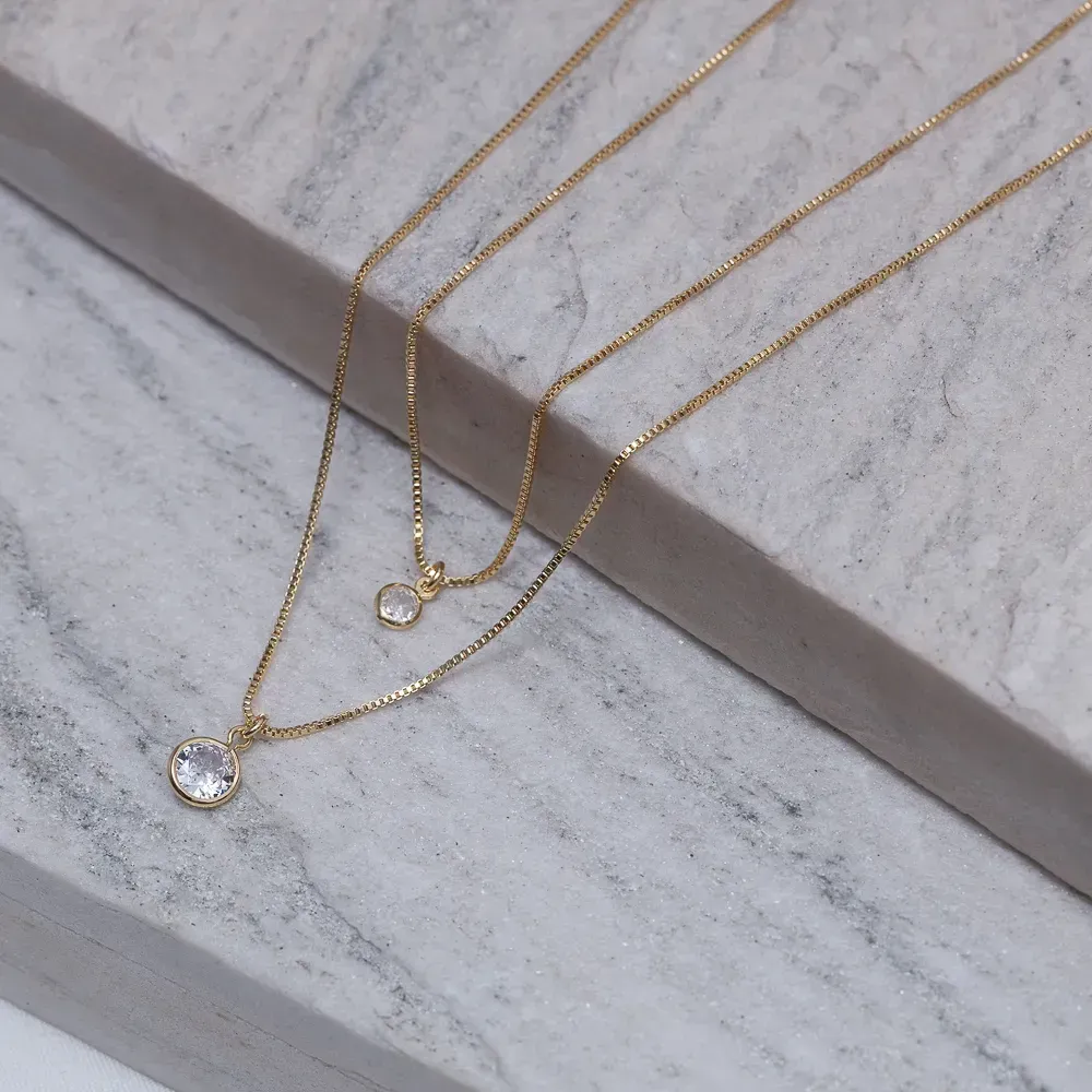 COLAR PONTO DE LUZ DUPLO BANHO OURO 18K
