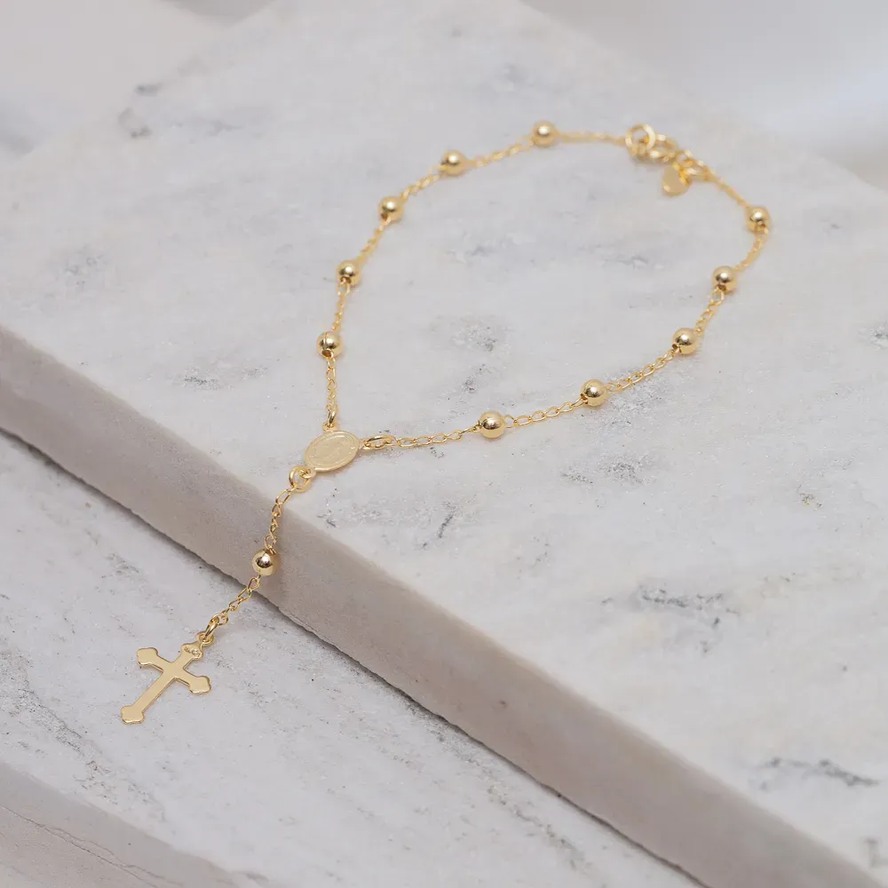 PULSEIRA TERÇO TRADICIONAL BANHO OURO 18K