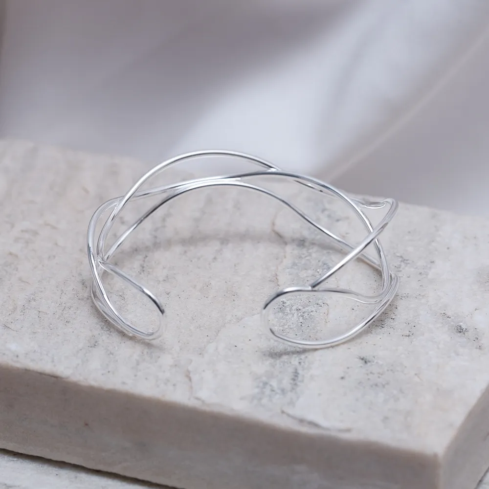 BRACELETE ORGÂNICO ARAMADO BANHO PRATA